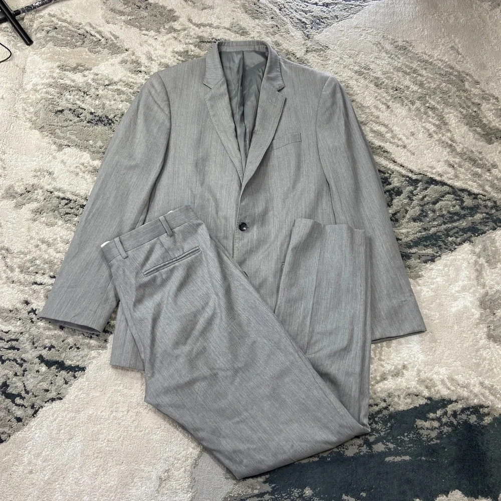 Tollegno 1900 2 Piece Suit Set Mens Sz XL Gray Wool Notch Lapel Single Breasted